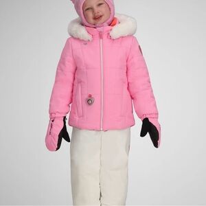 Obermeyer Katlyn ,Girls Pink Puffer Winter Jacket with Faux Fur Hood